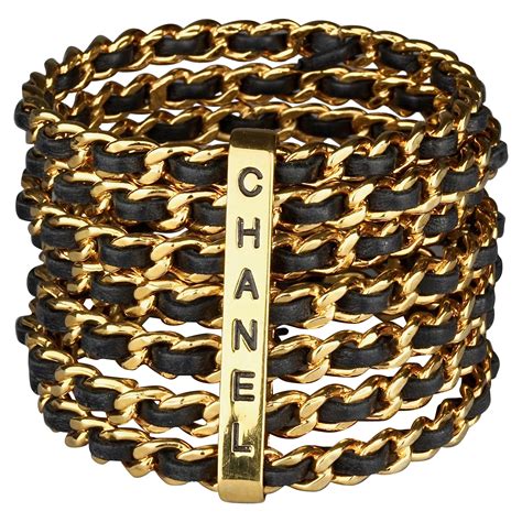 chanel vintage gold wide chain bracelet|Chanel sterling silver bracelets.